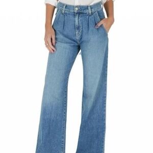 Nili Lotan Flora Jean sz 30 High-Rise Stretch Wide Leg JP Denim Pleated USA MADE